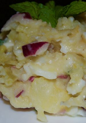A picture of Minty baked Potato Salad.