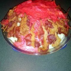 A picture of Volcano Potatoes... Bacon & Cheddar.