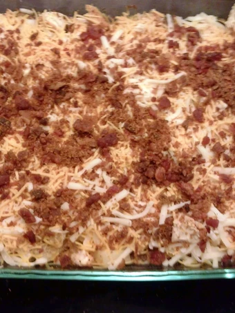 Easy Way Make Nikki&#39;s Loaded potato,chicken, bacon and cheese casserole the So Delicious Delicious