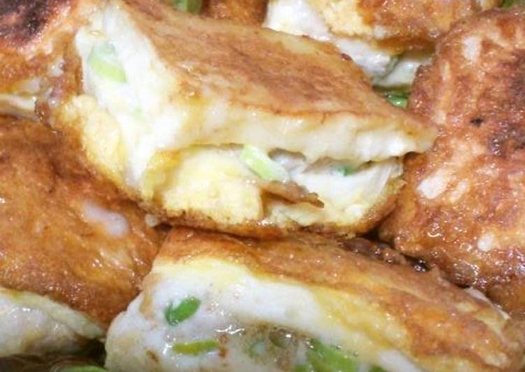 Hanpen Fish Cake Sandwich with Chicken and Green Onions