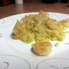 A picture of Wine and Shallot Shrimp w. Couscous.