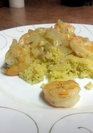 A picture of Wine and Shallot Shrimp w. Couscous.