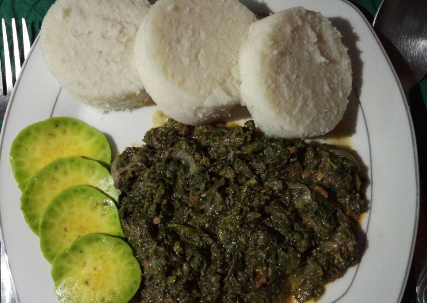 Creamy coconut vegetables with ugali