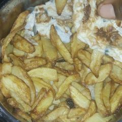 Chips with egg A picture of Chips with egg.