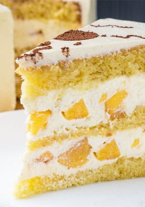Фото Нежный торт с персиками #неПП.