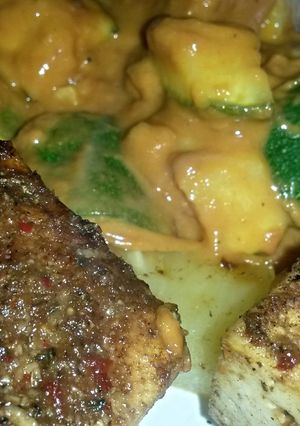 A picture of Sig's Courgette and Sweet Potato Stew with Spicy Tofu..