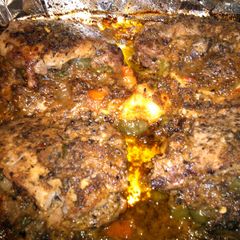 A picture of Stuffed pork chops.