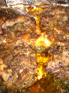 A picture of Stuffed pork chops.
