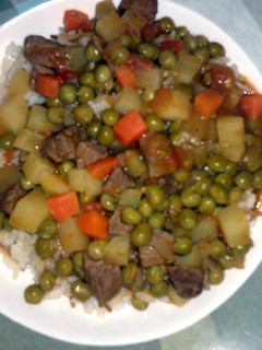 A picture of Green peas with rice.