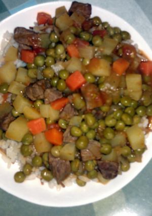 A picture of Green peas with rice.