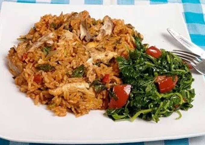 Jollof rice with spinach