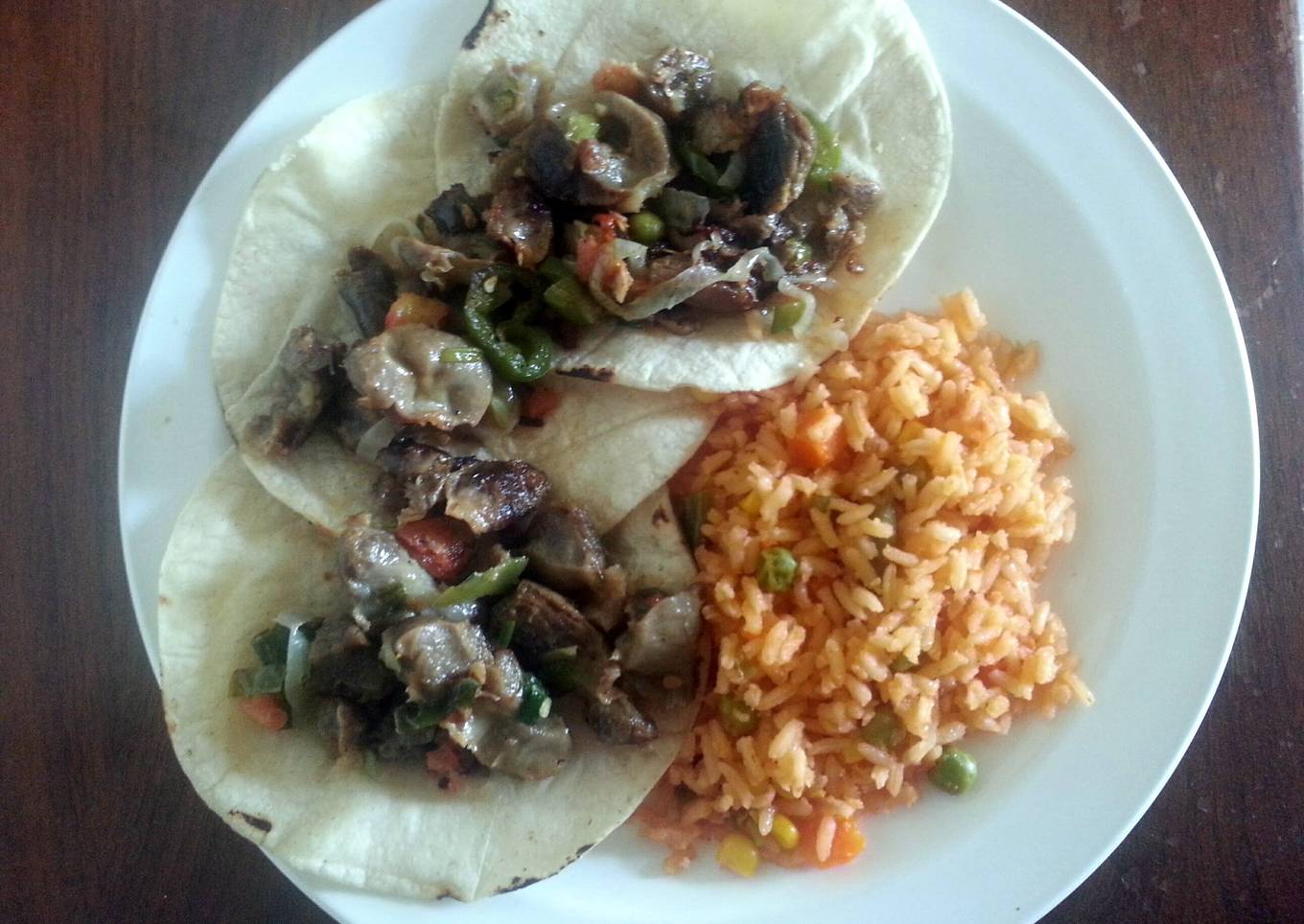 Sonia's Chicken Gizzards and Hearts Tacos