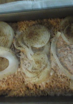 A picture of Porkchops and Rice.