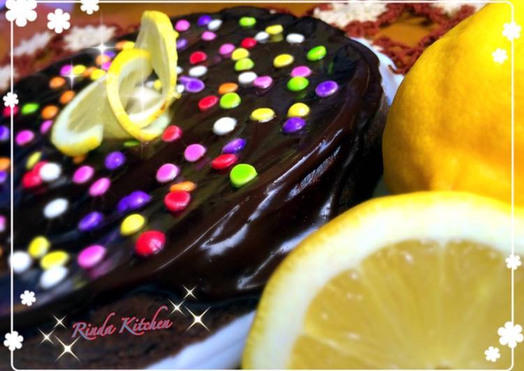 Lemon Chocolate Cake With Chocolate Ganache- No egg, No Mixer, No Ribet- Moist 🍰