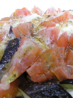 A picture of Italian-Style Eggplant and Tomatoes in 5 Minutes in the Microwave.