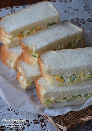 A picture of Our Family's Cucumber and Egg Sandwiches.