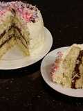 Vanilla Layer Cake with Whipped Chocolate Ganache Filling and Whipped Coconut Cream Frosting