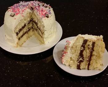 New Recipe Vanilla Layer Cake with Whipped Chocolate Ganache Filling and Whipped Coconut Cream Frosting Restaurant Style