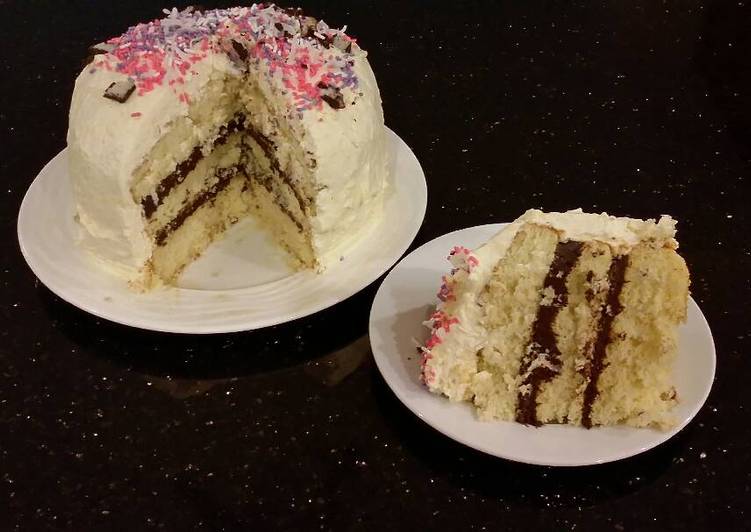 Recipe of Quick Vanilla Layer Cake with Whipped Chocolate Ganache Filling and Whipped Coconut Cream Frosting