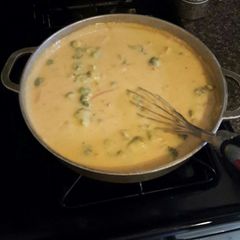 A picture of Broccoli cheddar soup.