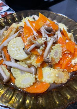 Foto resep Tumis Tahu Jepang, Jamur Shimeji, Wortel, Putren