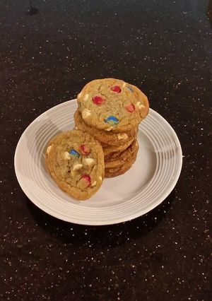 A picture of Red, White and Blue Chocolate Chip Cookies.