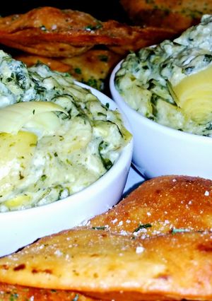 A picture of Mike's Favorite Spinach Artichoke Dip.