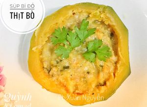 Hình của món Súp thịt bò bí đỏ phô mai (cho bé ăn dặm).