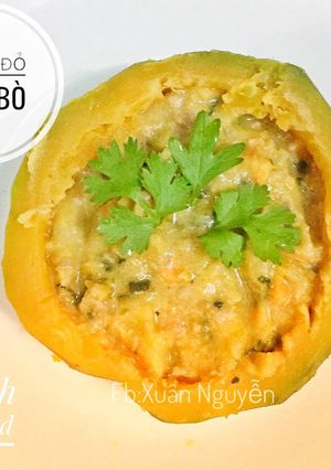 Hình của món Súp thịt bò bí đỏ phô mai (cho bé ăn dặm).