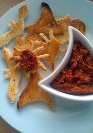 A picture of Vickys Ghastly 'Ghostinis' with Bloody Tapenade.