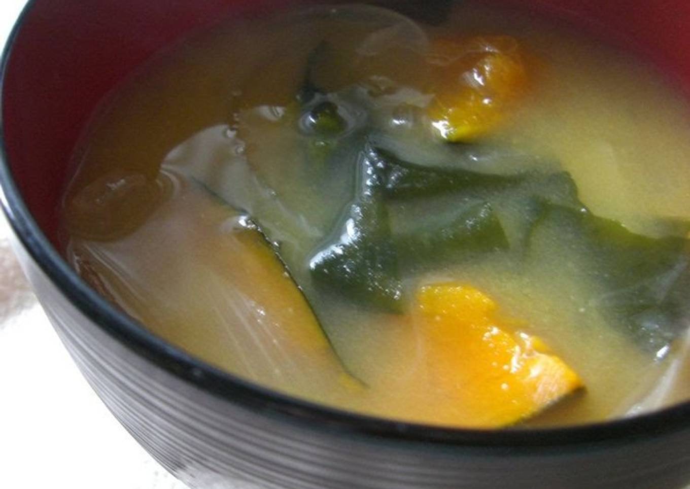 Miso soup with Kabocha pumpkin and onion