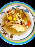 Sopa de pollo y frijoles y pasta corbata 🇵🇪