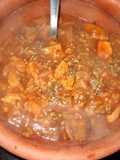 Cazuela de arroz con papas, pollo y carne (todo reciclado)
