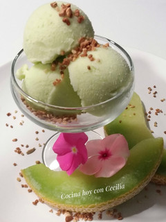 Una foto de Helado de melón elaborado con la Monsieur cuisine Plus