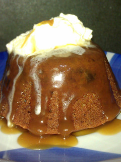 A picture of Sticky date pudding with butterscotch sauce.
