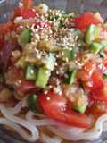 Chinese Style Udon Noodles with Chilled Tomatoes