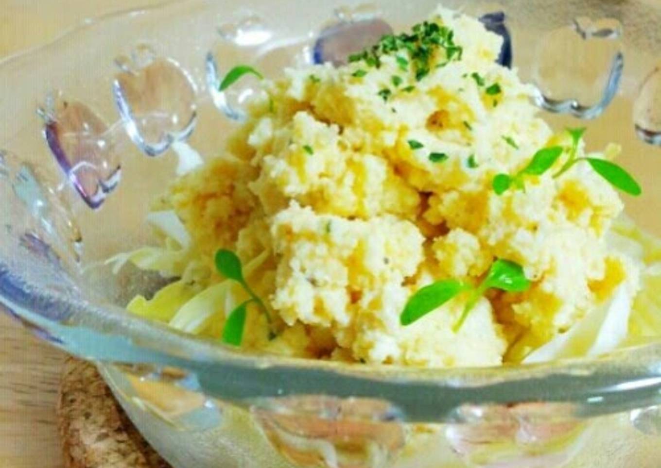 Simple Okara & Egg Salad in the Microwave