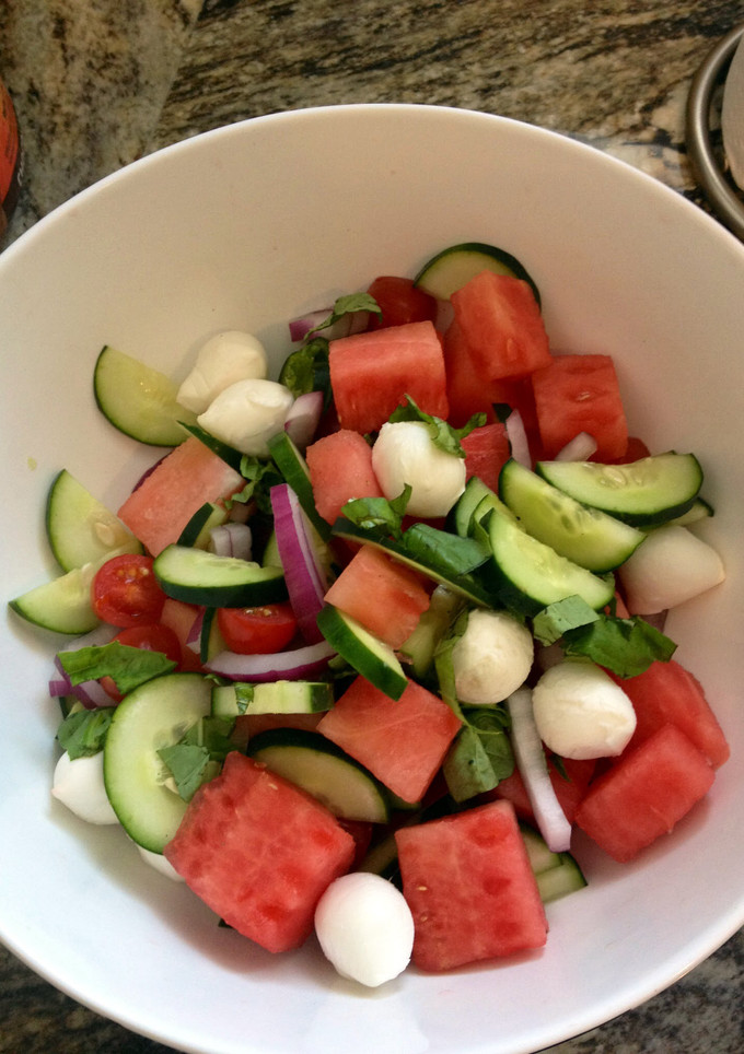A picture of Cucumber And Watermelon Salad.