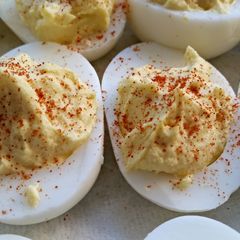 A picture of Deviled Eggs with Blue Cheese.