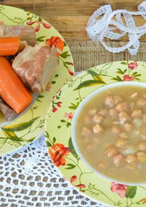A picture of Grandma's Cocido (Crock Pot).