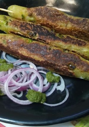 A picture of Peas sweet potato seekh kabab.