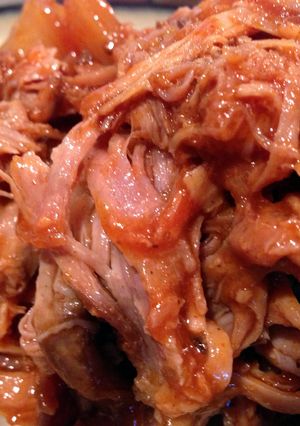 A picture of Dr. Pepper Pulled Pork in the Slow Cooker.