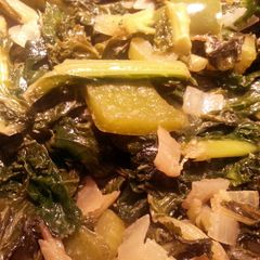 A picture of Braised Kale & Turnip Greens.