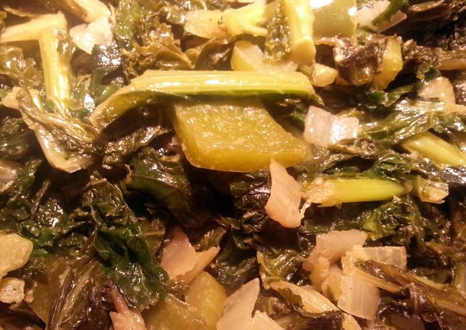 Steps to Prepare Favorite Braised Kale &amp; Turnip Greens