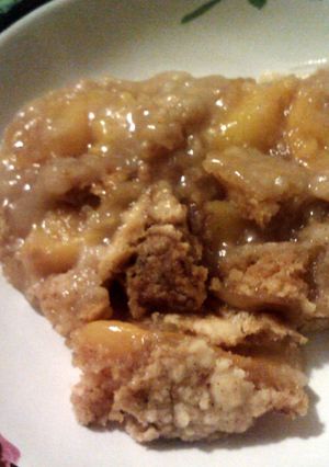 A picture of Easy Cake Peach Cobbler.