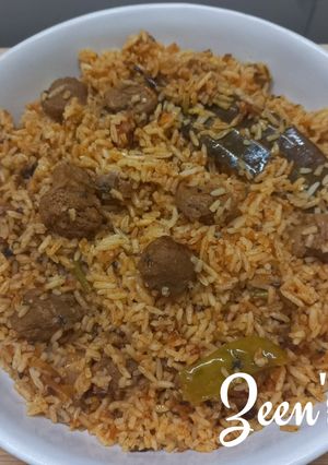 A picture of Soya Chunks Pulao.