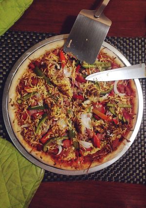 A picture of Easy Squeezy Homemade Hand-stretched Pizza.