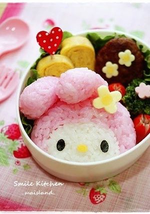 A picture of My Melody Onigiri Character Bento.