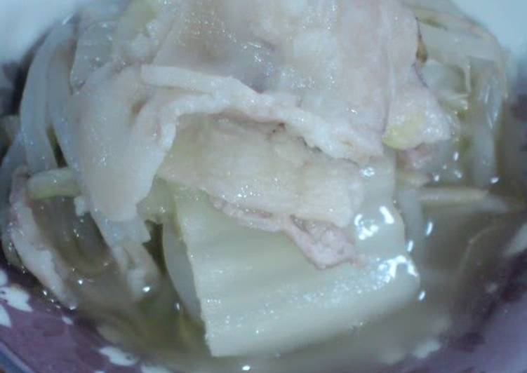 Simple Way to Prepare Perfect Thickly Simmered Pork Belly, Napa Cabbage, and Bean Sprouts