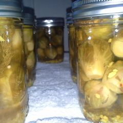A picture of Pickled Brussel Sprouts.